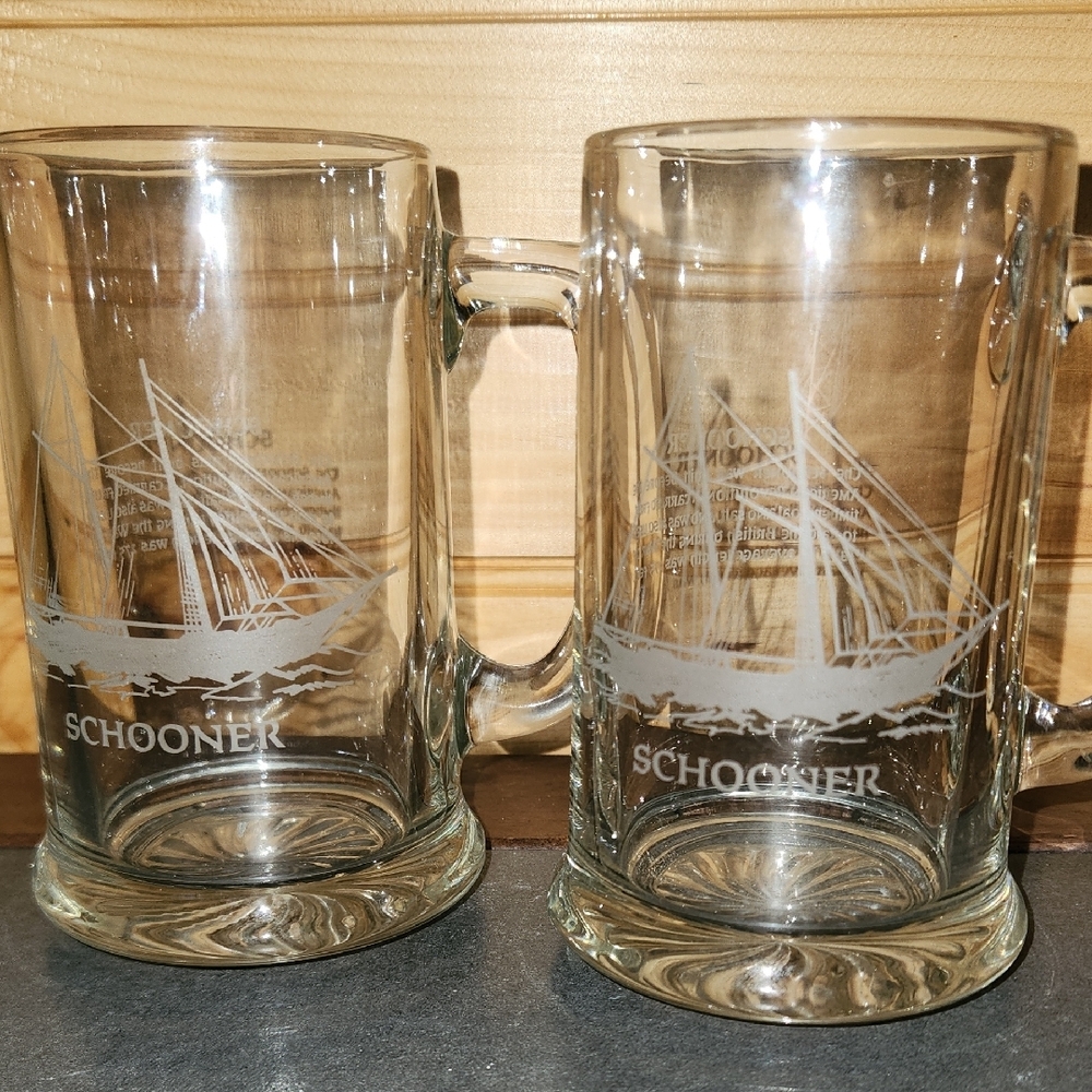 Clear Glass  Nautical Etched Mugs for Dining